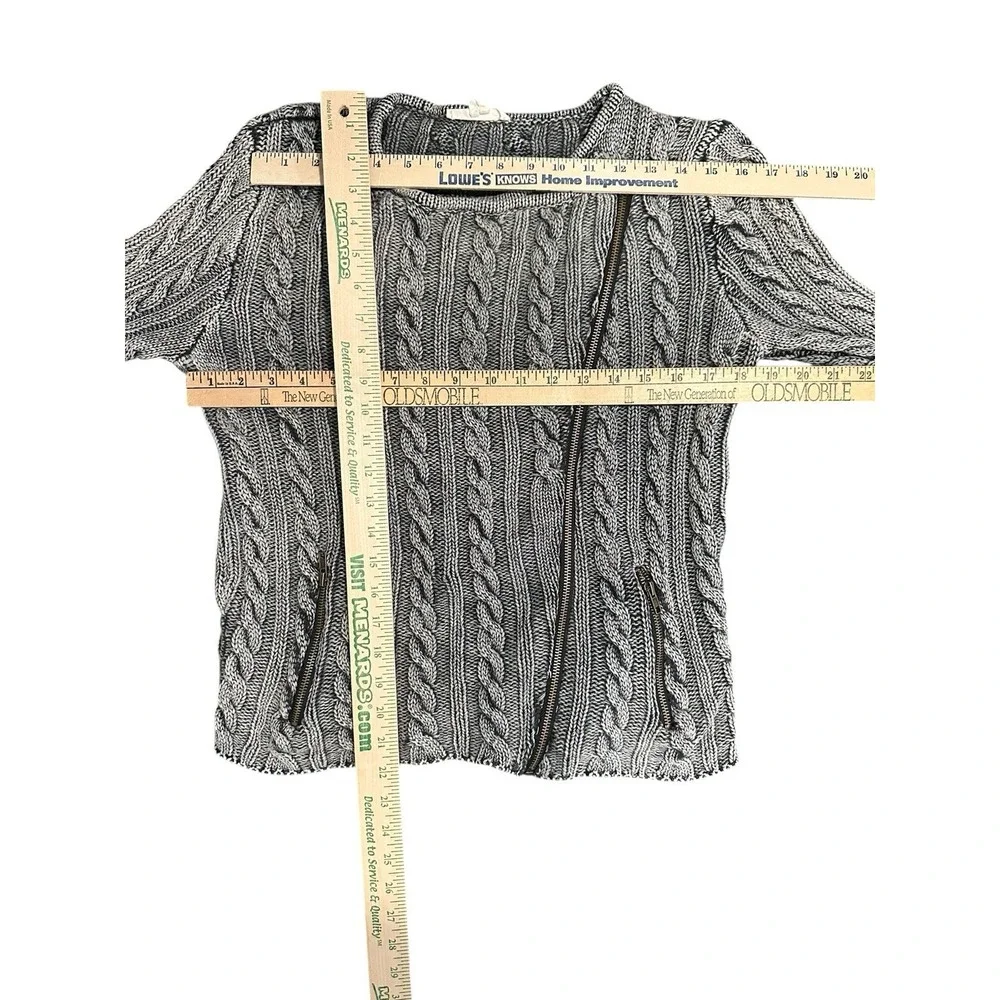 Tulle Women's Sweater M Chunky Cable Knit Fisherman Pullover Zipper Pockets - Picture 12 of 13